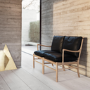 Sofá Colonial OW149-2 - Roble/Cuero negro