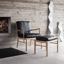 Poltrona Colonial OW149 - Roble/Cuero negro