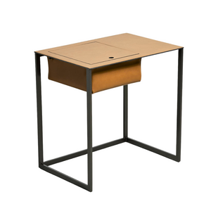 Taschino Nightstand - Graphite/Gold Leather - Left Side