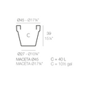 Maceta Pot  45cm - Taupe