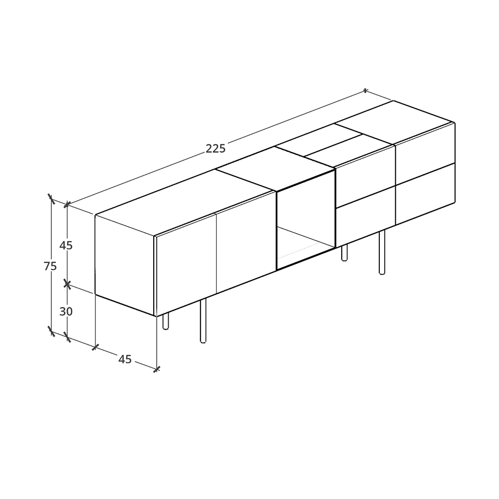 Contenedor con bar SB -  Roble y aluminio