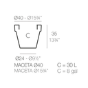 Maceta Pot  40 x 35 cm - Clay